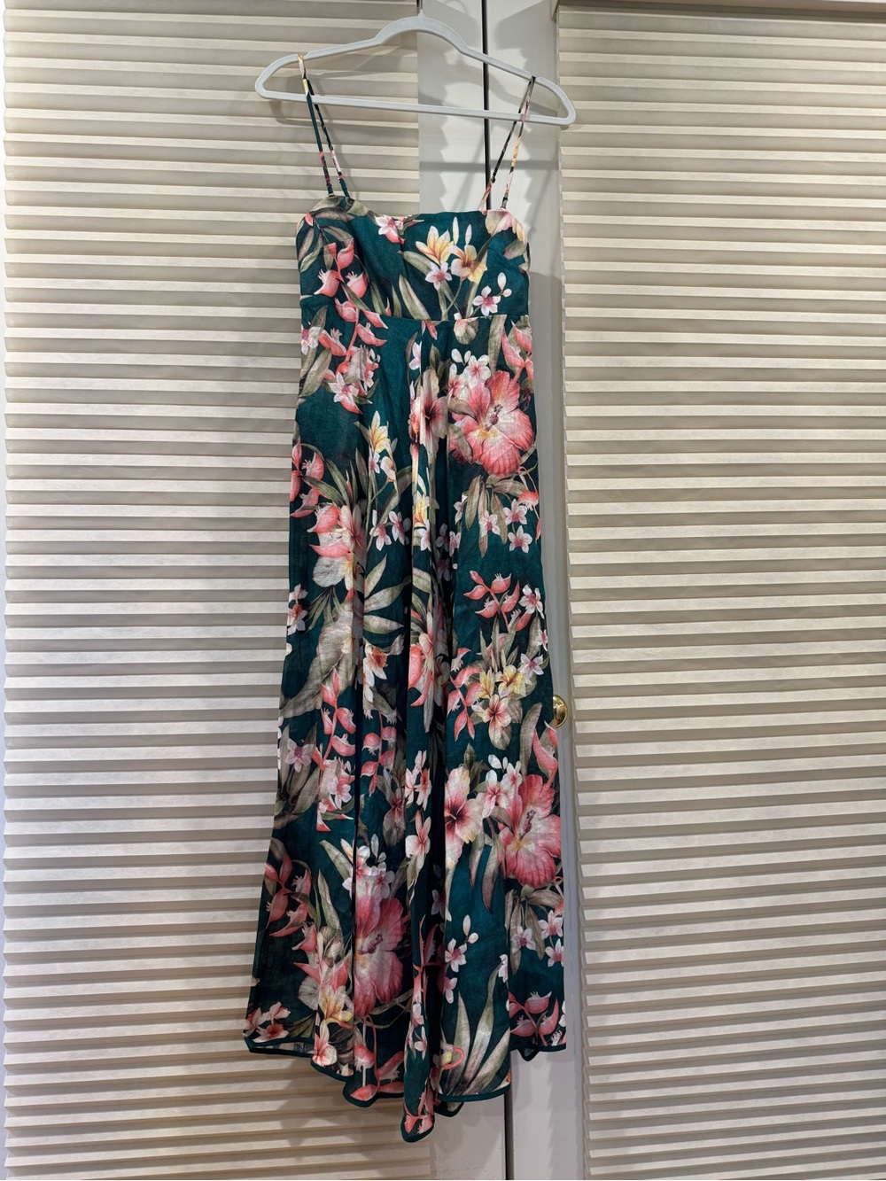 NWOT Zimmermann Floral Spaghetti Strap Linen Midi Dress, Size AU 2 = M
